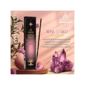 Cuarzo Rosa con inciensos de hierbas naturales Aroma Smudge