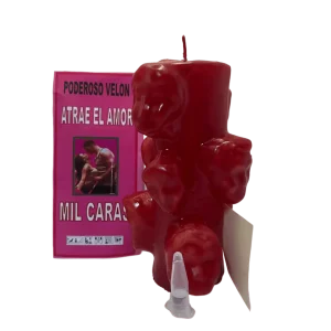 Velón Mil Caras rojo